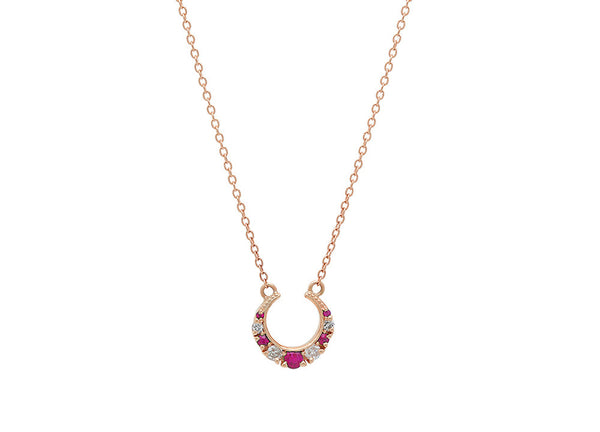 Stone Fox Bride x Iconery Crescent Diamond and Ruby Necklace