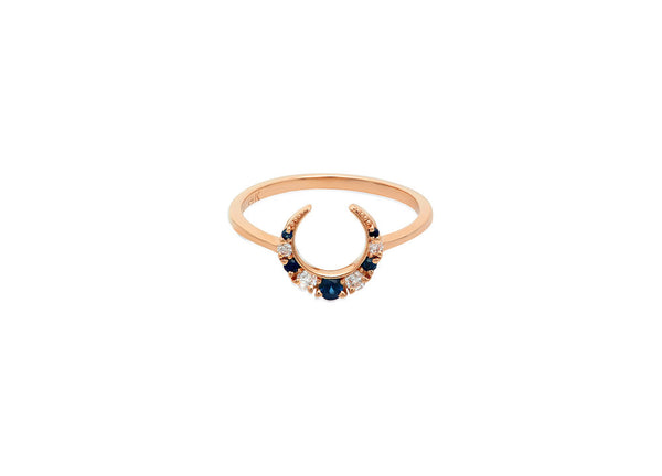 Stone Fox Bride x Iconery Diamond and Sapphire Crescent Ring